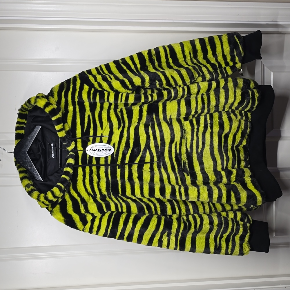 Dolls Kill Black and Neon Yellow Fuzzy Hoodie